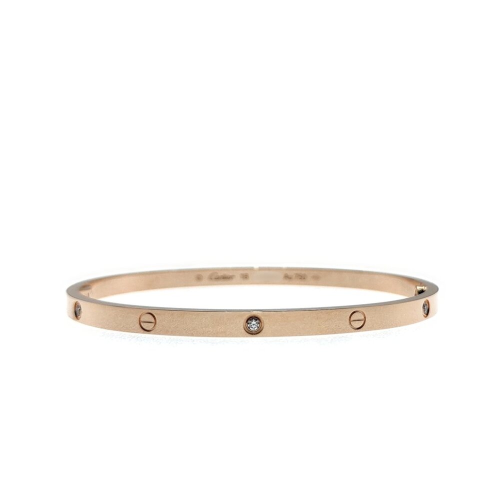 Cartier Love Bracelet 6P Diamonds 18K Rose Gold Size 18